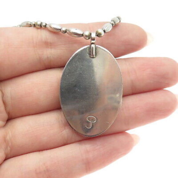 CHARLIE JOHN NAVAHO Old Pawn 925 Sterling Silver Vintage Turquoise Necklace 20" - Picture 2 of 7